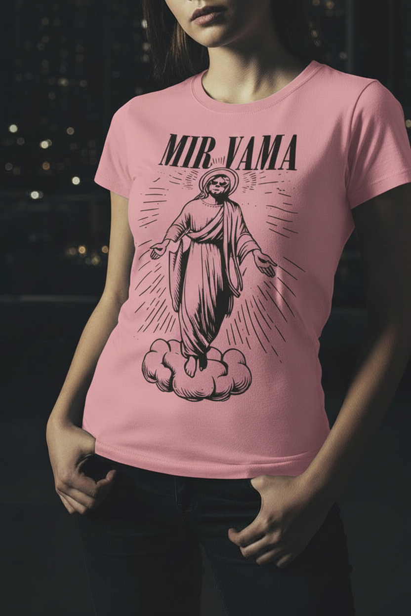 Ženska ružičasta VAMA majica s crnim dizajnom
